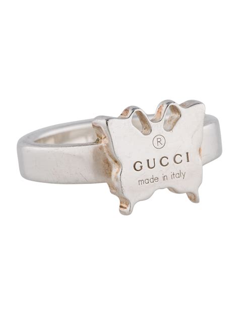 gucci watch gold black rings vintage|Gucci sterling silver butterfly ring.